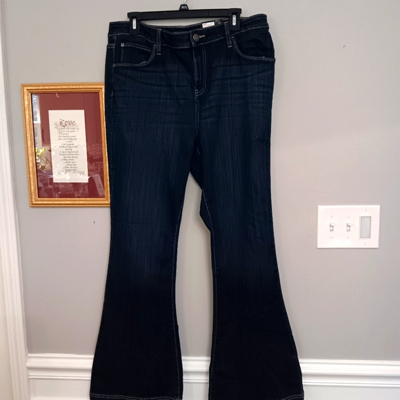 Simply Vera Vera Wang Denim - Simply Vera Vera Wang Blue Flare Wide Leg Jeans Size 16 Mid Rise NWT